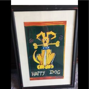 Happy dog framed art